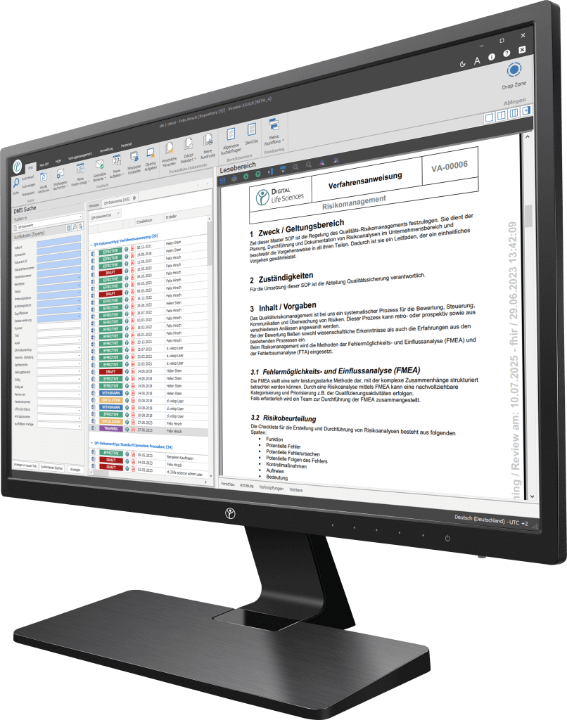 Live-Einsicht in das GxP-konforme Dokumentenmanagementsystem der d.velop Life Sciences