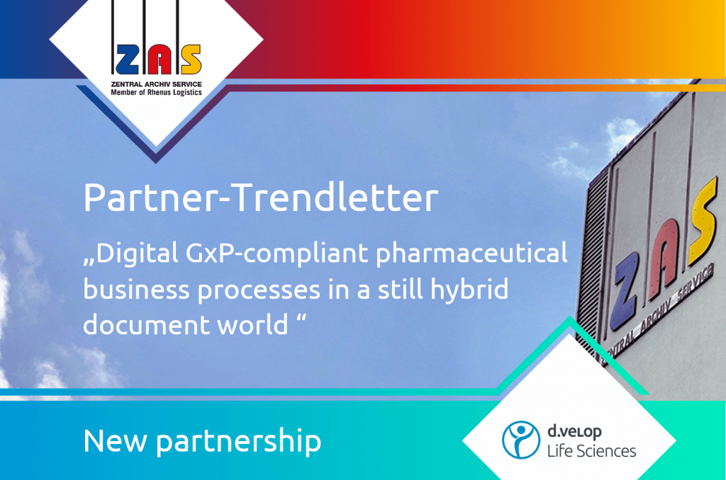 New partnership between d.velop and Z.A.S. Zentral Archiv Service. Partner Trendletter about digital GxP-compliant pharmaceutical business processes in a still hybrid document world