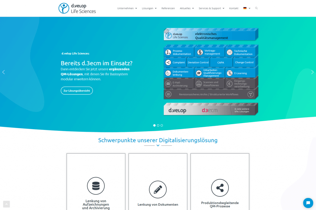 Illustration of the homepage of the website relaunch of d.velop Life Sciences GmbH